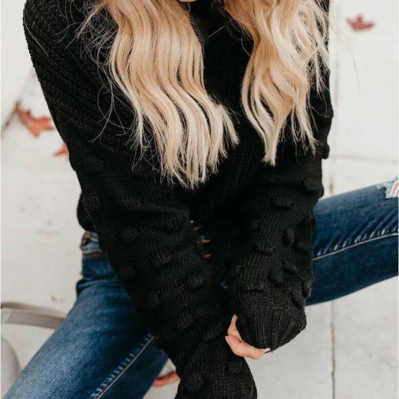 Chic Socialite Bubble Sleeve Knitted Pullover Sweater | Chicgenes - Picture 2 of 3